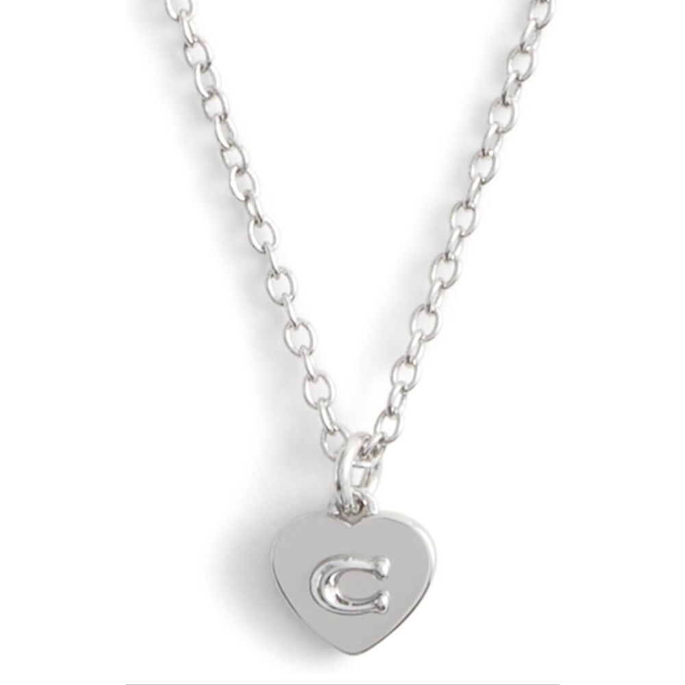 New! Coach Signature C Heart Pendant Necklace With Jewelry Pouch - Picture 7 of 9